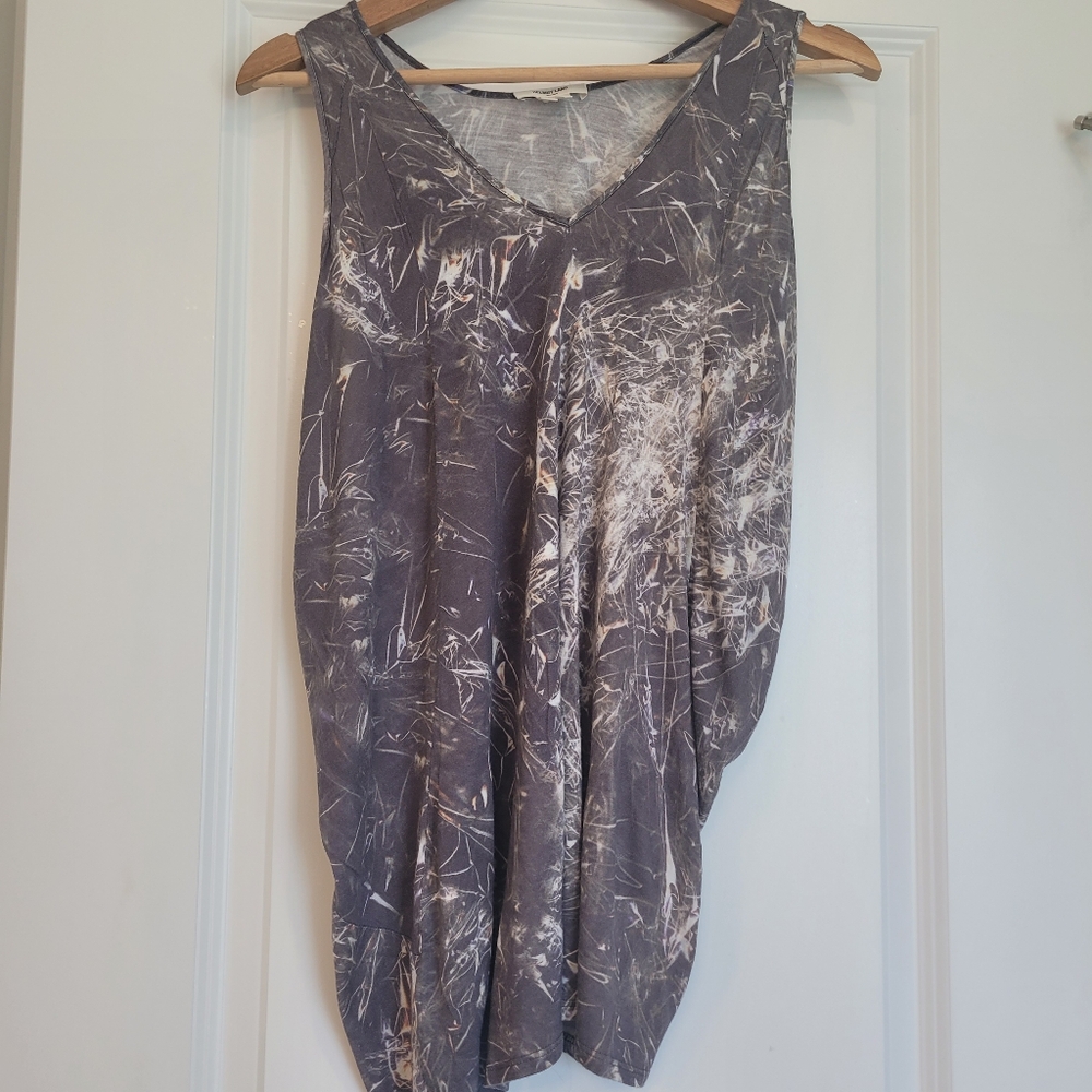 HELMUT LANG Cellophane Jersey Sleeveless Vneck Tank Small Oversize *flaw